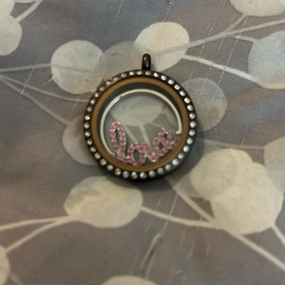 Origami Owl living locket large round chocolate with crystals - Picture 1 of 5
